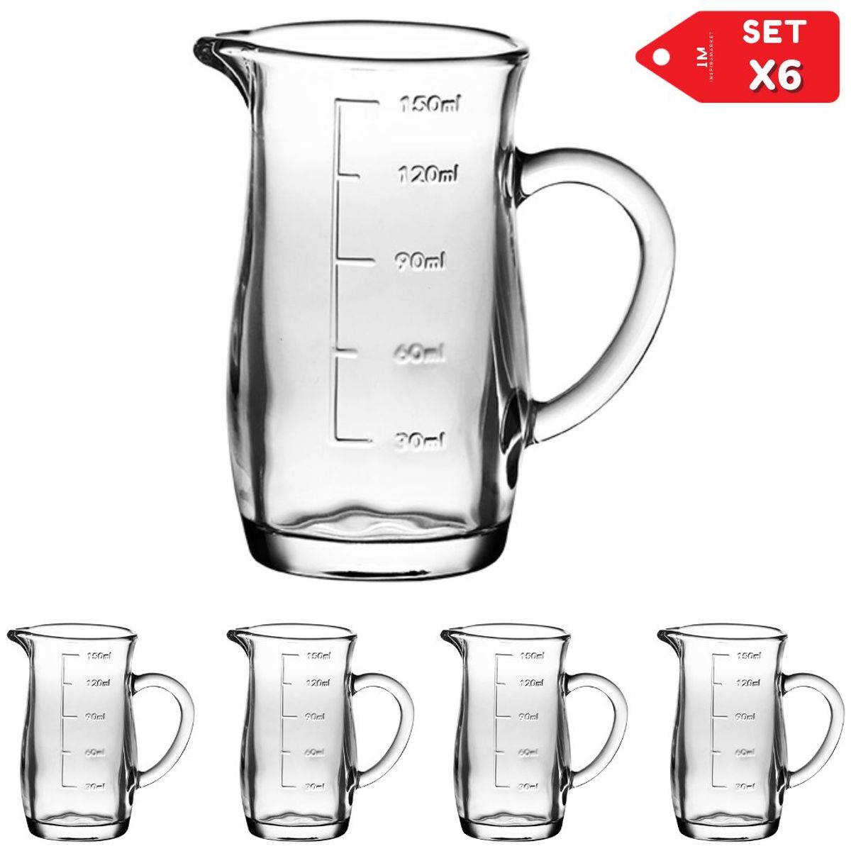 INSPIRA MARKET - Jarra medidora de vidrio 150ml Set x6