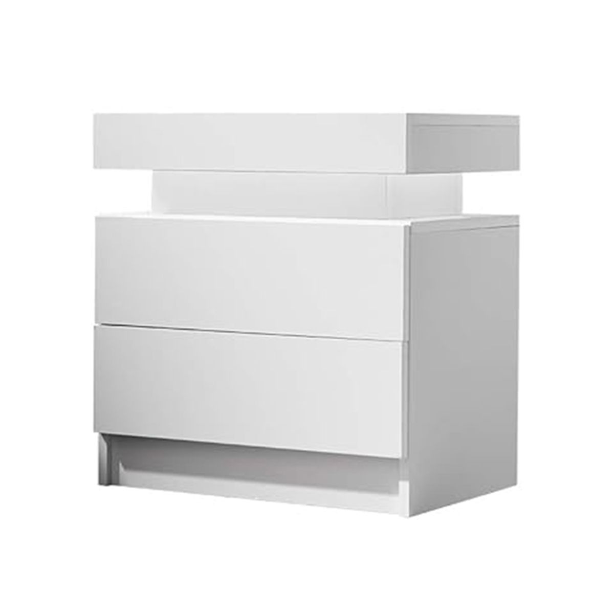 GENERICO - Velador Mesa De Noche Con Luces Led Yeosu 2 cajones Blanco - Gaudi