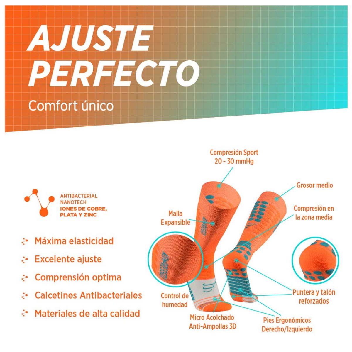 SILVERA NANOTECH - Medias compresion 20 30 mmHg running futbol voley gym viajes embarazo