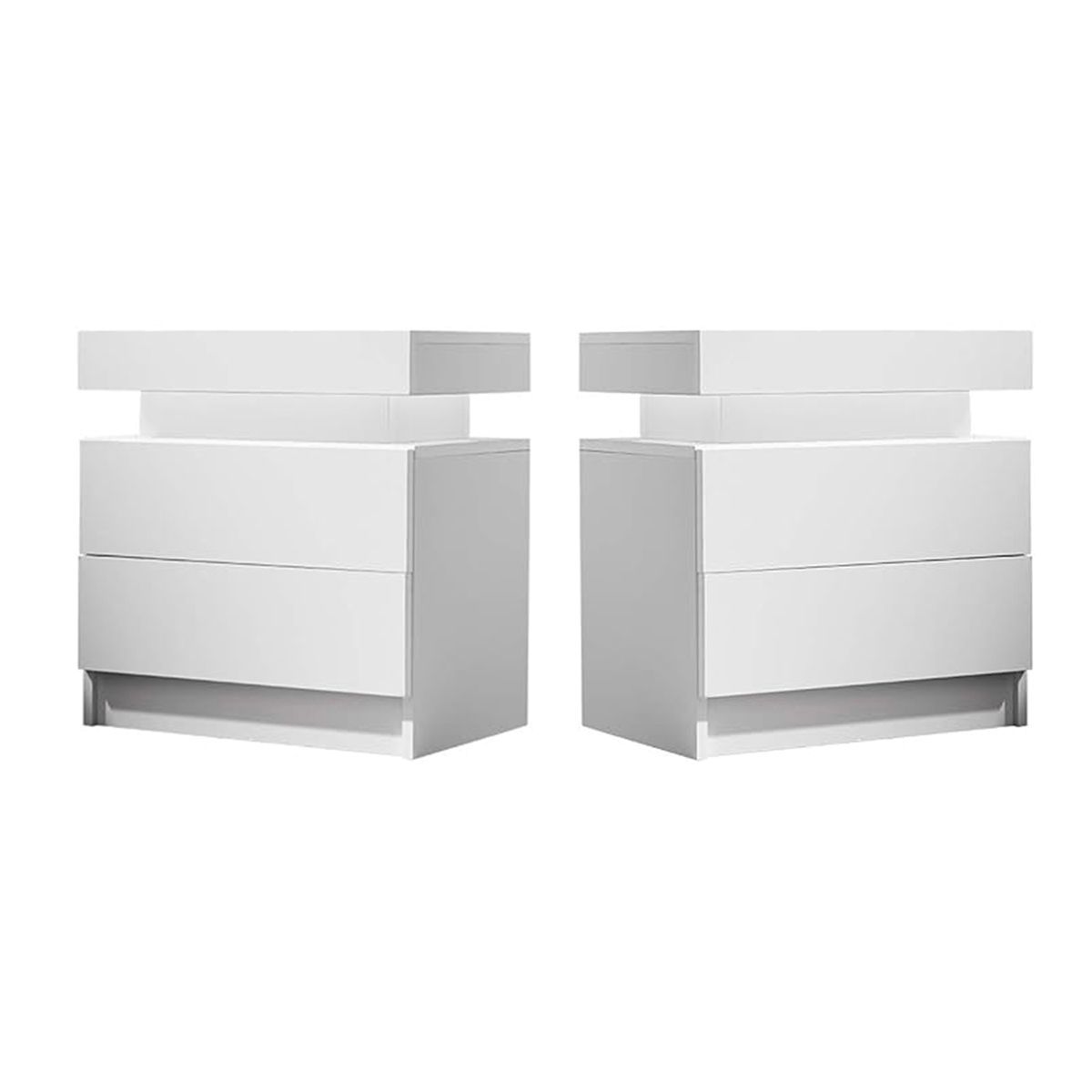 GENERICO - Velador Mesa De Noche x2 Con Luces Led Yeosu 2 cajones - Gaudi