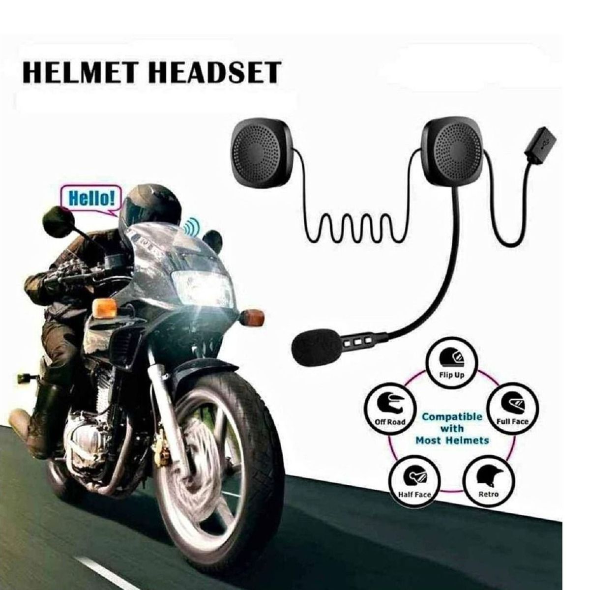 GENERICO - Audifonos Microfono Bluetooth Para Casco Motos