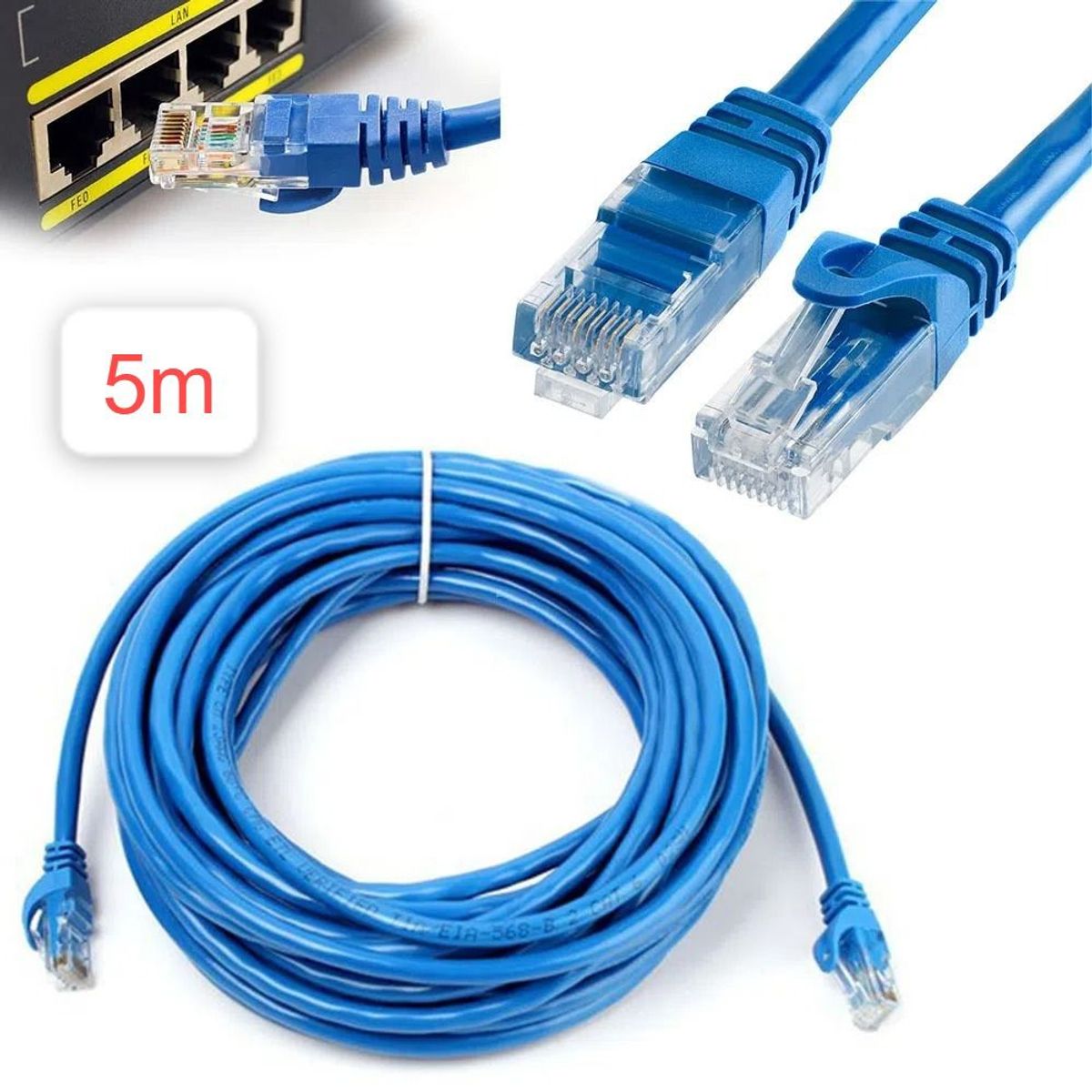 OEM - x2Cables Internet Red 5m Adaptador Rj45 CAT6 Ethernet UTP LAN Testeado