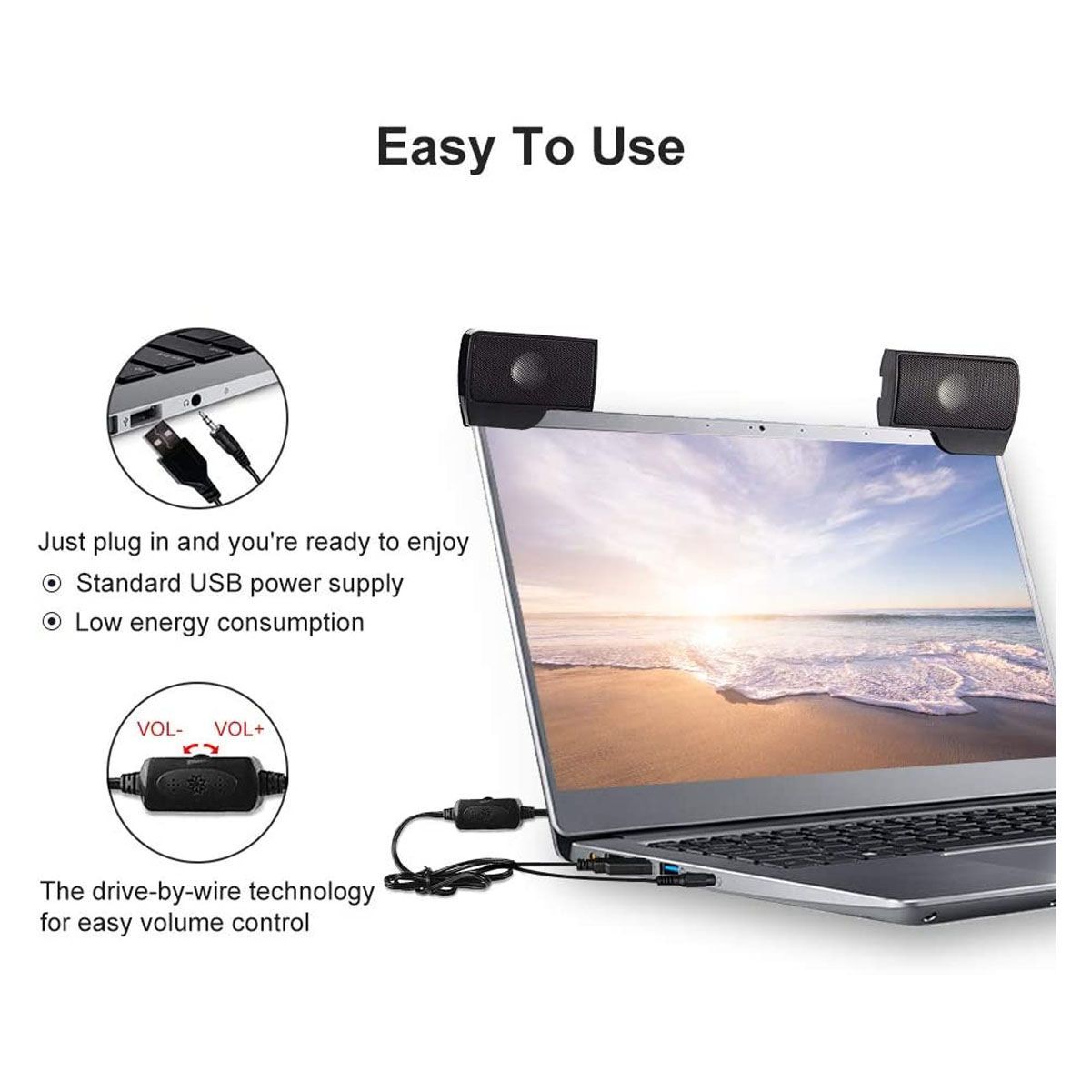 GENERICO - Mini Parlante USB Portátil Con Clip Para Laptop o Smartphone