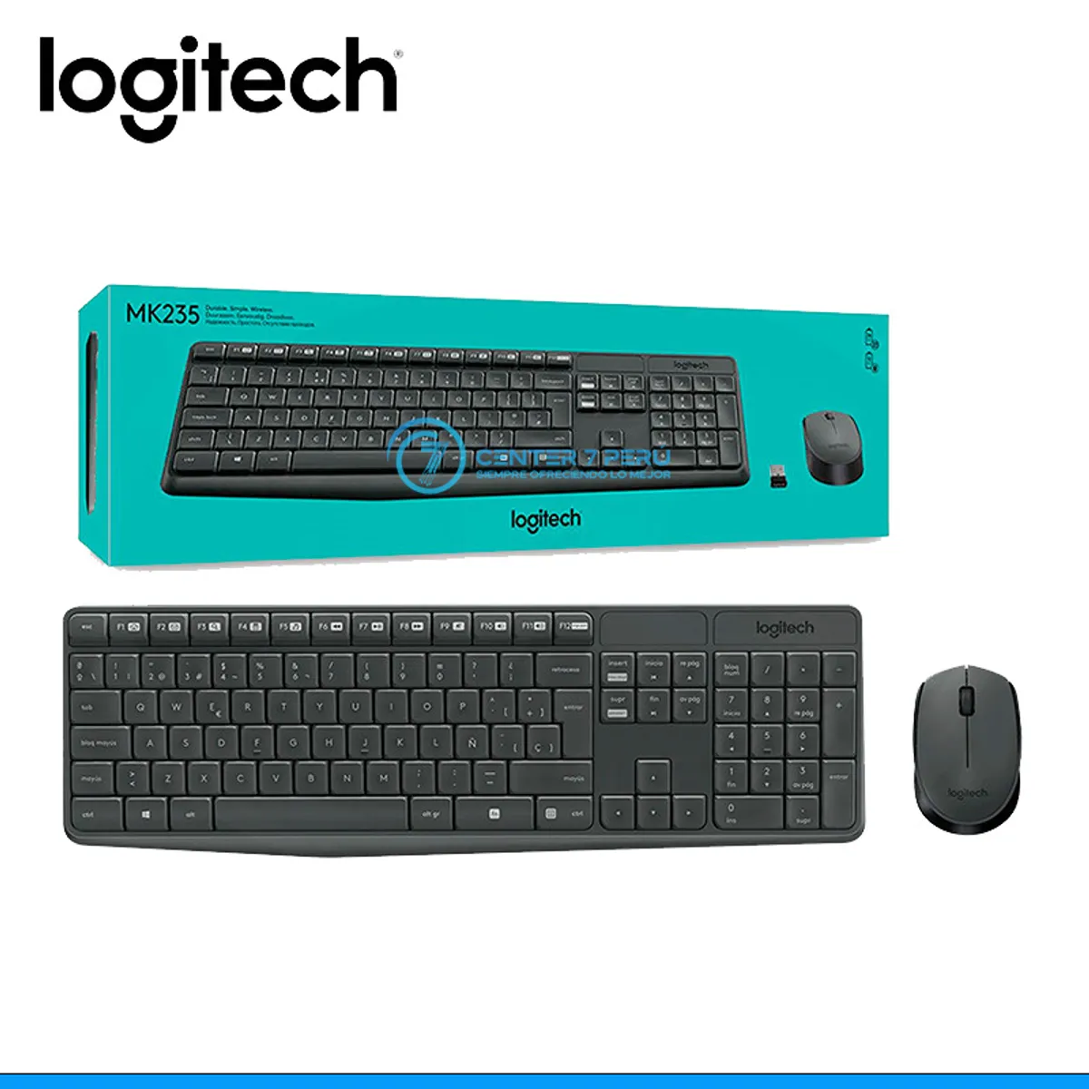 LOGITECH - Teclado Logitech Mouse Mk235 Wireless Usb Black