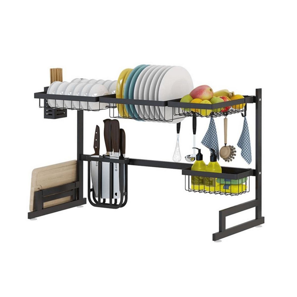 ITELSISTEM - Organizador Platos cocina Escurridor de Platos Negro