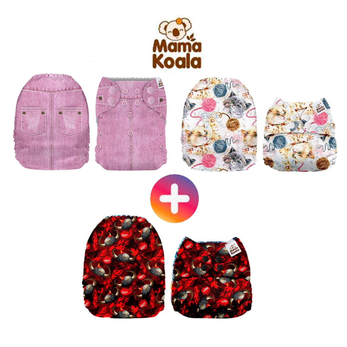 GENERICO - Pañal Ecológico de Tela Mamá Koala Pack x 3 Unidades