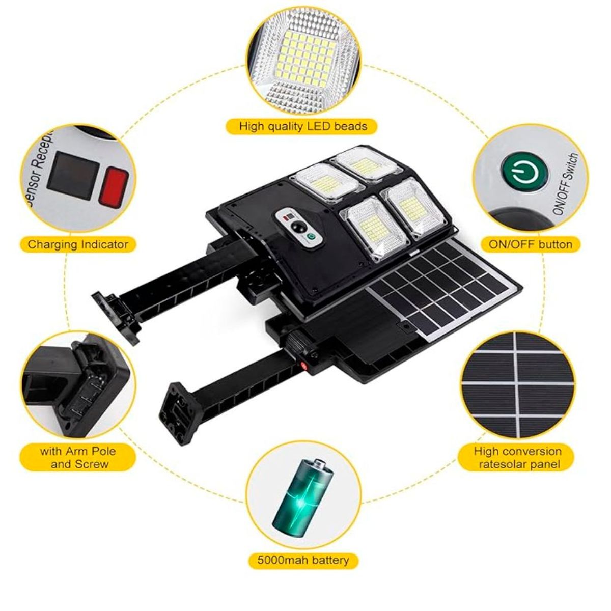 GENERICO - Lamprara Solar para exteriores Con sensor de movimientod de pared
