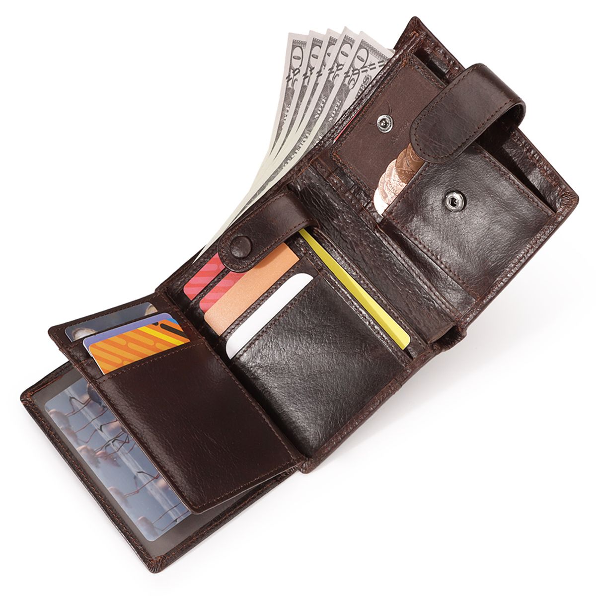 GENERICO - Billetera J-Kavis de Cuero Vacuno KA061 De 3 Cuerpos