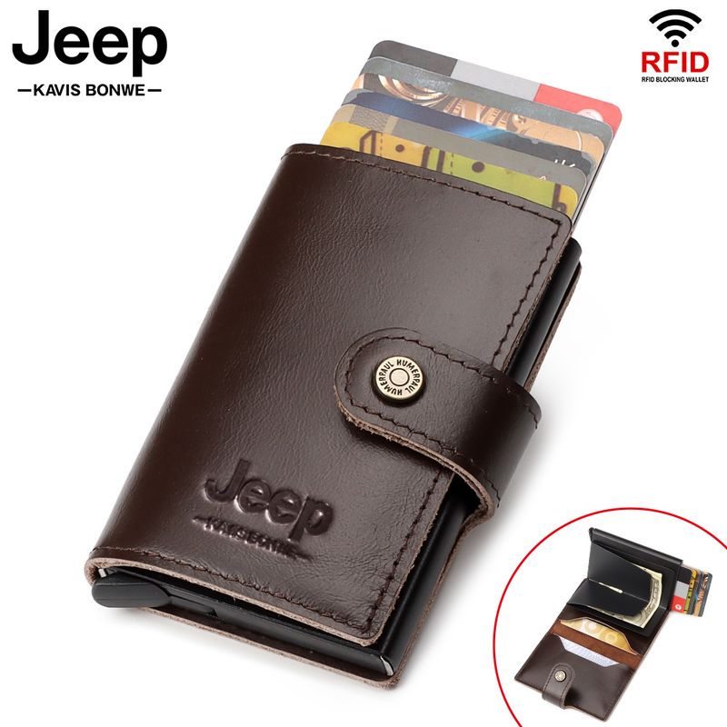 GENERICO - Tarjetero J-Kavis de Cuero Vacuno BP984 con botón eyector