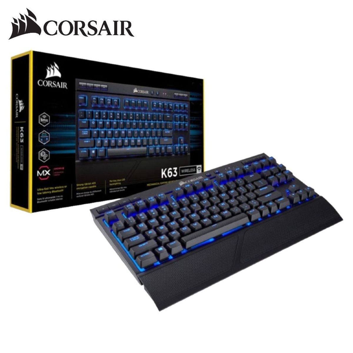 CORSAIR - Teclado Gamer Corsair K63 mecánico Ingles Multimedia USB