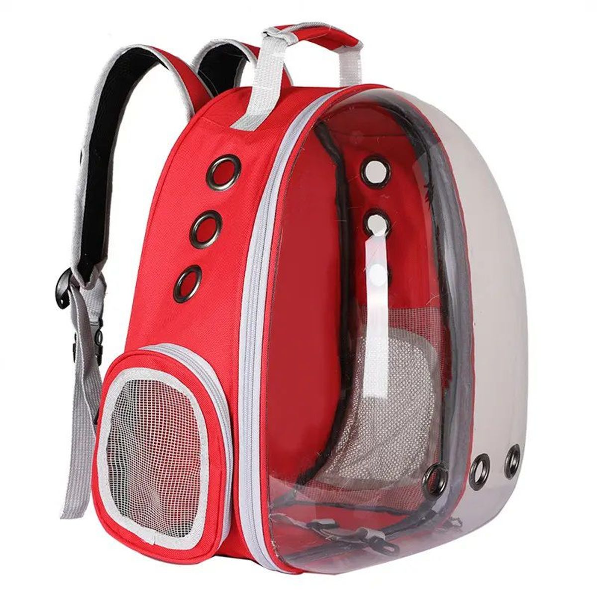 GENERICO - Mochila Transportadora transparente para Gato y perro - Rojo
