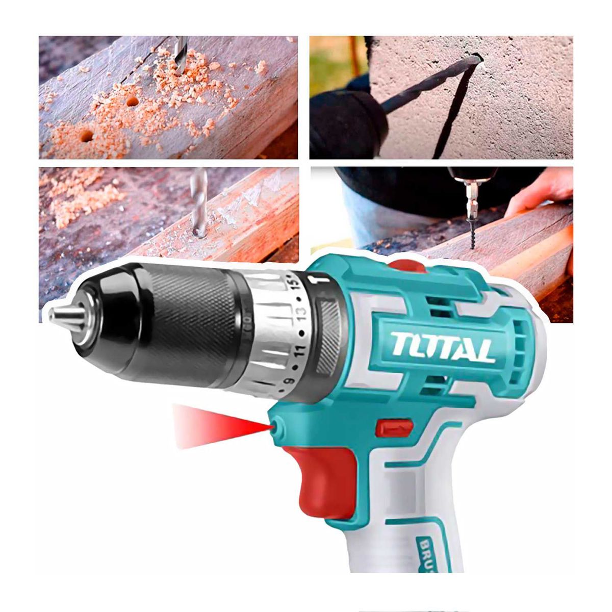 TOTAL TOOLS - TALADRO ATORNILLADOR PERCUTOR 20V BRUSHLESS INALÁMBRICO TOTAL