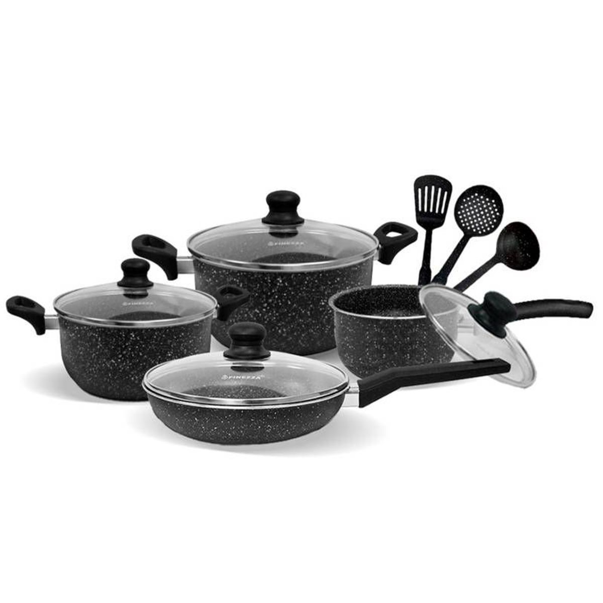 FINEZZA - Juego de ollas antiadherente 11PZAS FZ X1705M Negro