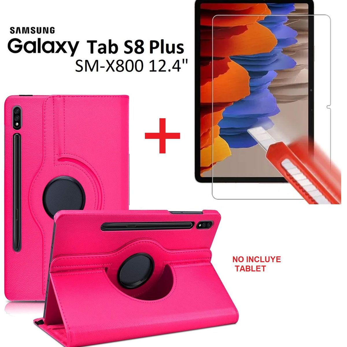 GENERICO - Funda Case 306° + Mica d Vidrio para Samsung Tab S8+ Plus 12.4 SM-X800