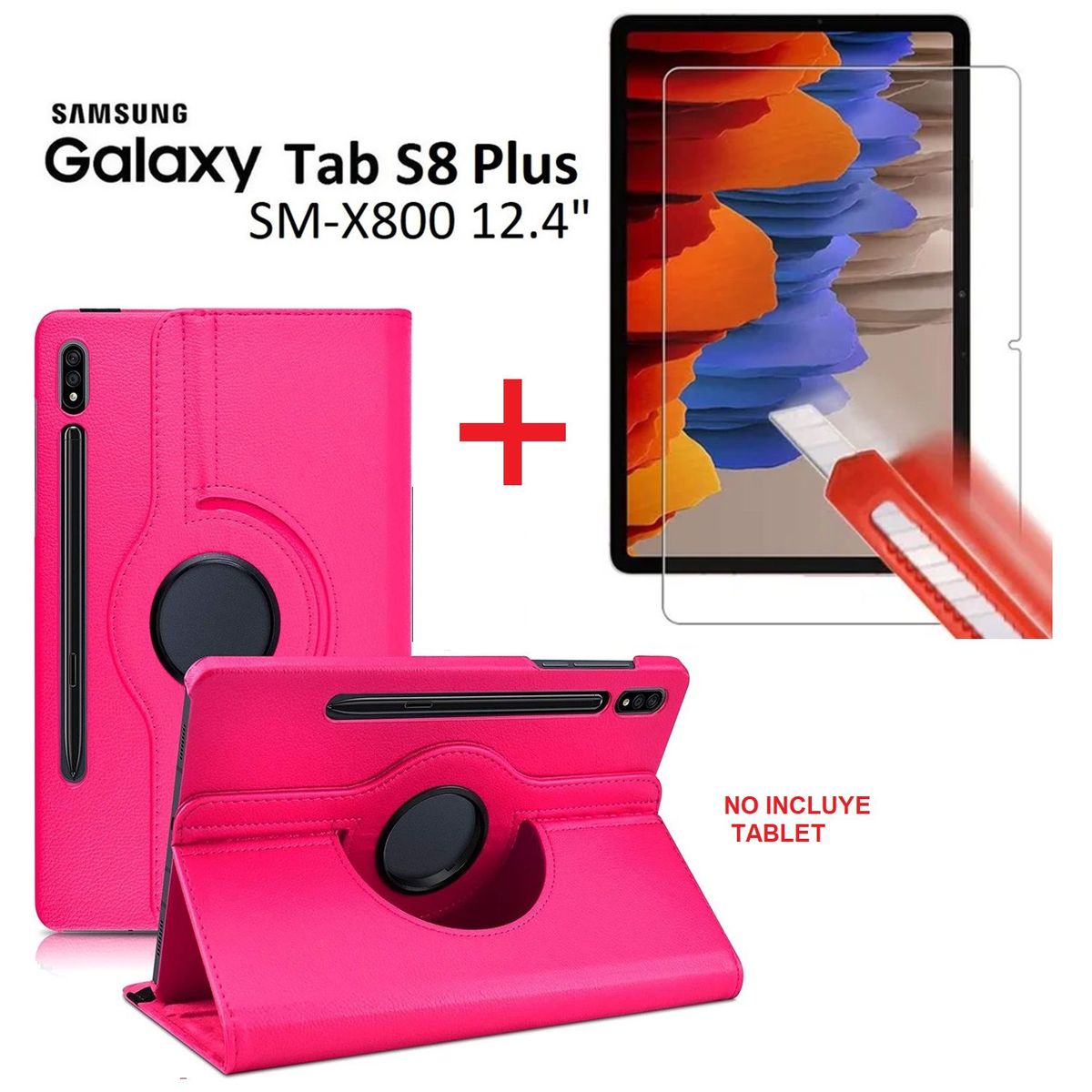 GENERICO - Funda Case 306° + Mica d Vidrio para Samsung Tab S8+ Plus 12.4 SM-X800