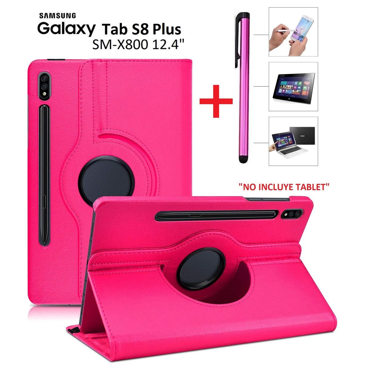 GENERICO - Funda Case 360° + Lapiz Optico para Samsung Tab S8+ Plus 12.4 SM-X800
