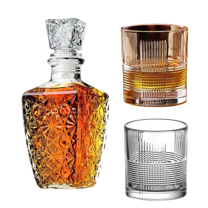 ICHIMATSU - Jgo 7pz Vasos, Licorera, Whiskera, Jerez, Brandy, Escoces. 1000 ml