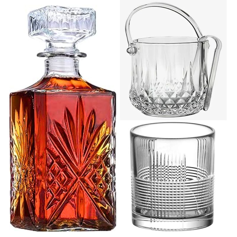 GENERICO - Jgo 8pc Hielera, Cubo Vasos, Whiskera, Cadamada, Jerez, Brandy, Escoces. 970 ml
