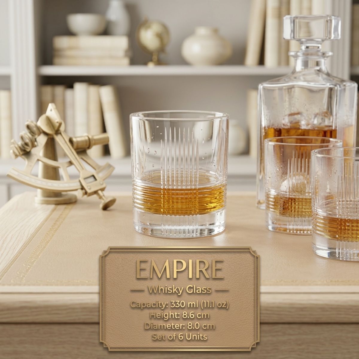 GENERICO - Jgo 8pc Hielera, Cubo Vasos, Whiskera, Cadamada, Jerez, Brandy, Escoces. 970 ml
