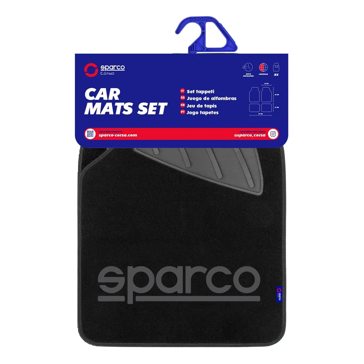 SPARCO - Piso Alfombra Auto Camioneta Antideslizante Sparco Spf501bk