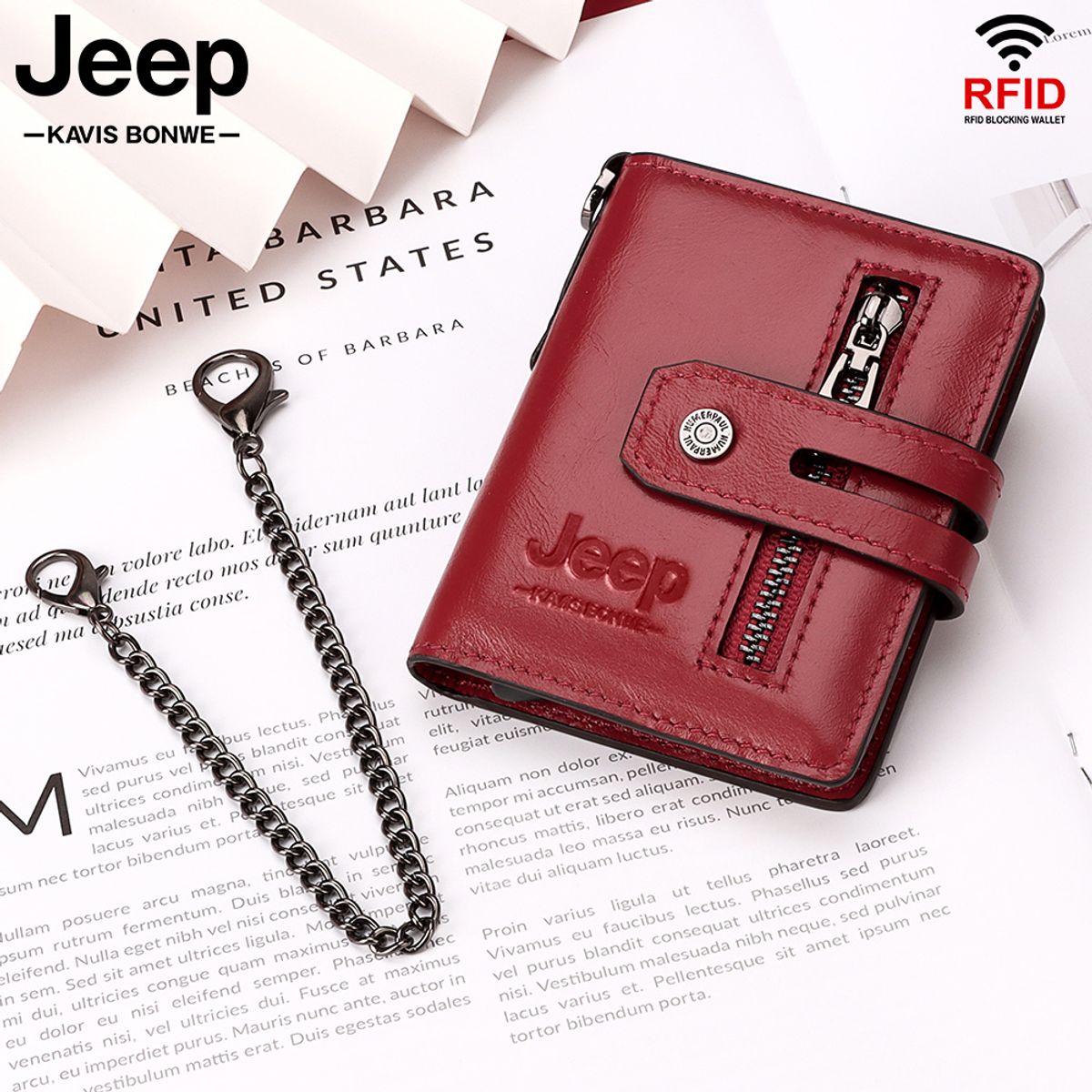 GENERICO - Billetera J-Kavis de Cuero Vacuno con botón eyector y monedero BP982