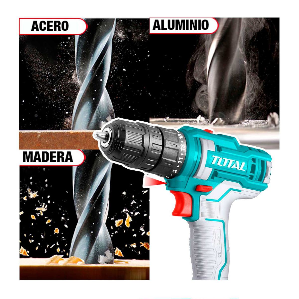 TOTAL TOOLS - TALADRO ATORNILLADOR LLAVE IMPACTO ½ 20V TOTAL ADAPTADOR