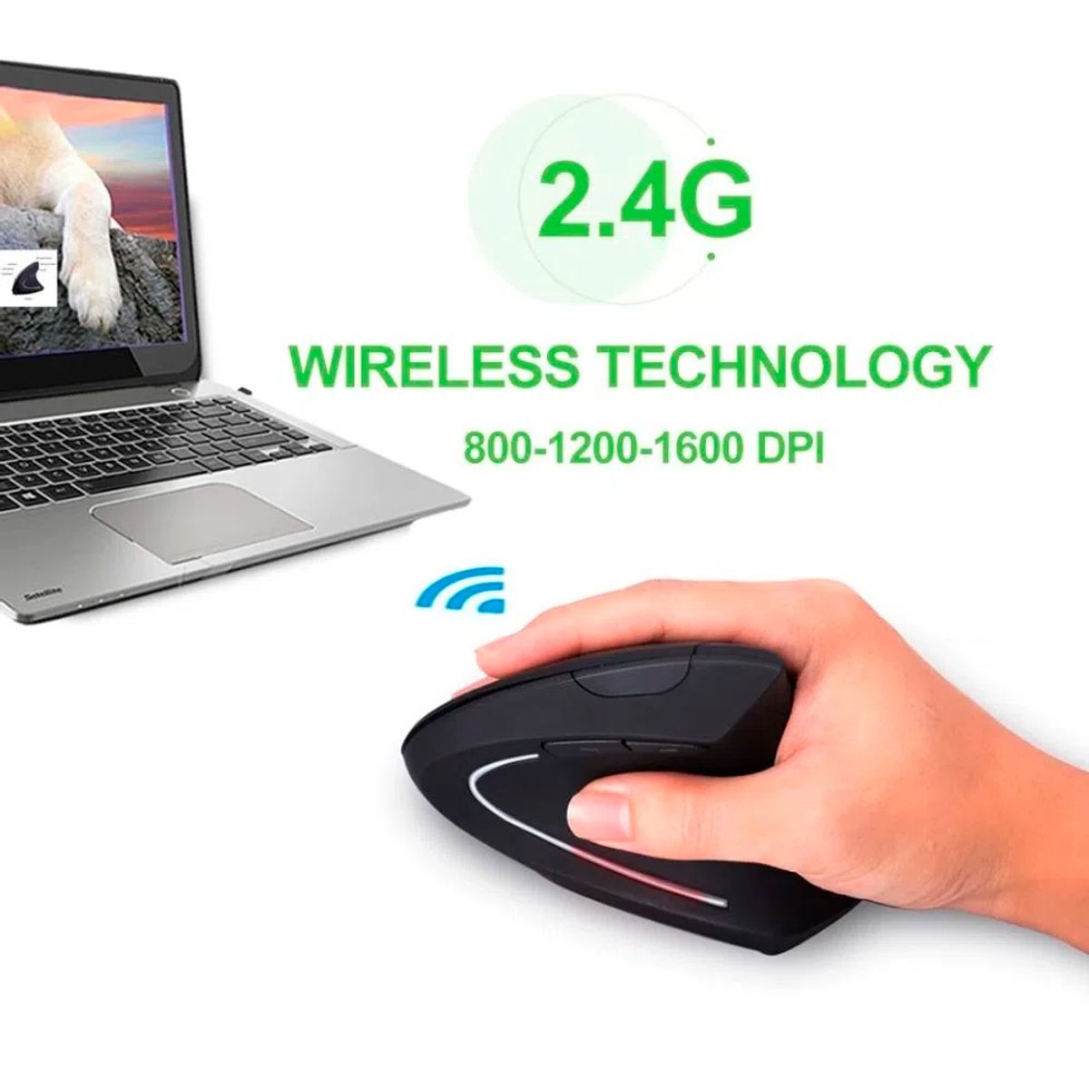 GENERICO - Mouse Vertical Ergonómico Inalámbrico USB 3.0 DPI 3600