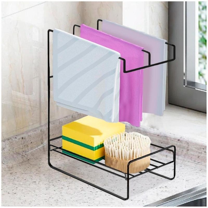 MINARI - Escurridor Porta Esponjas con Colgador Toalla Lavadero Cocina Baño 80V