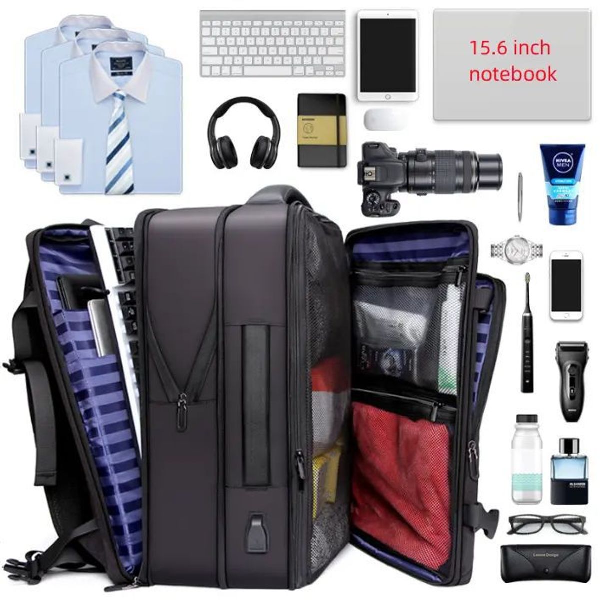 MAKEWAY - Makeway - Mochila de viaje de gran capacidad multifuncional - Negro