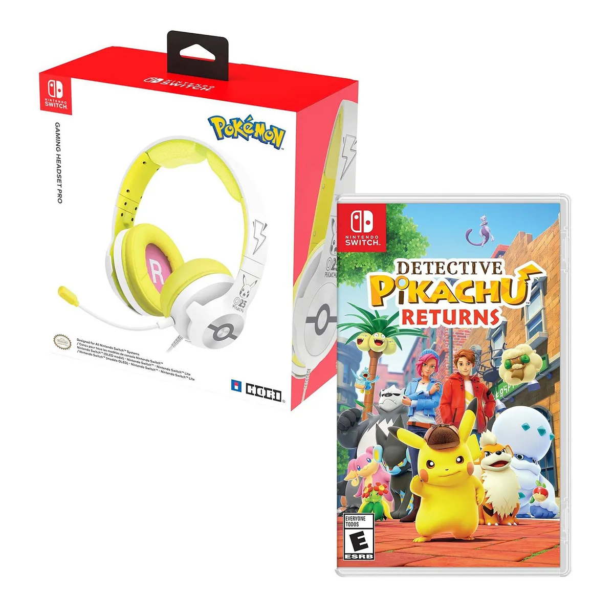 HORI - Detective Pikachu Returns + Audifono Pro Pokémon Pikachu 025 Switch.
