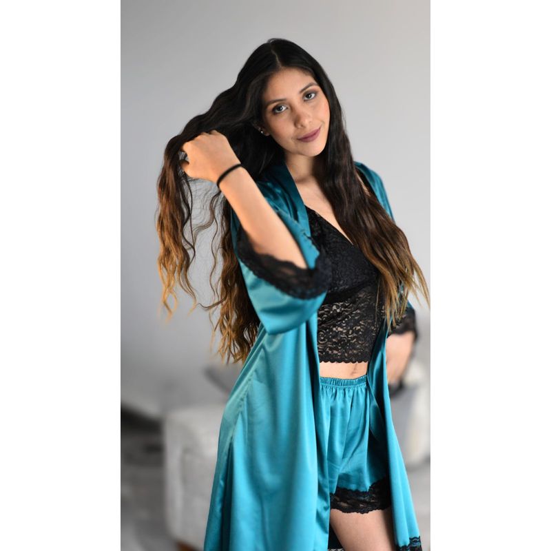 conjunto pijama turqueza talla s m SIIN BATA GENERICO