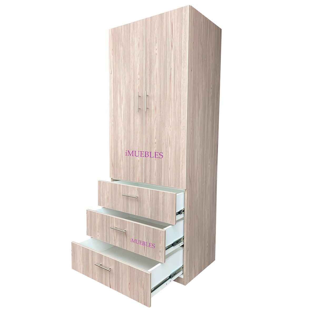 TEMEL - Bonito Ropero Personal 3 Cajones Amplios 2 Puertas Y Sabanera Capuchino