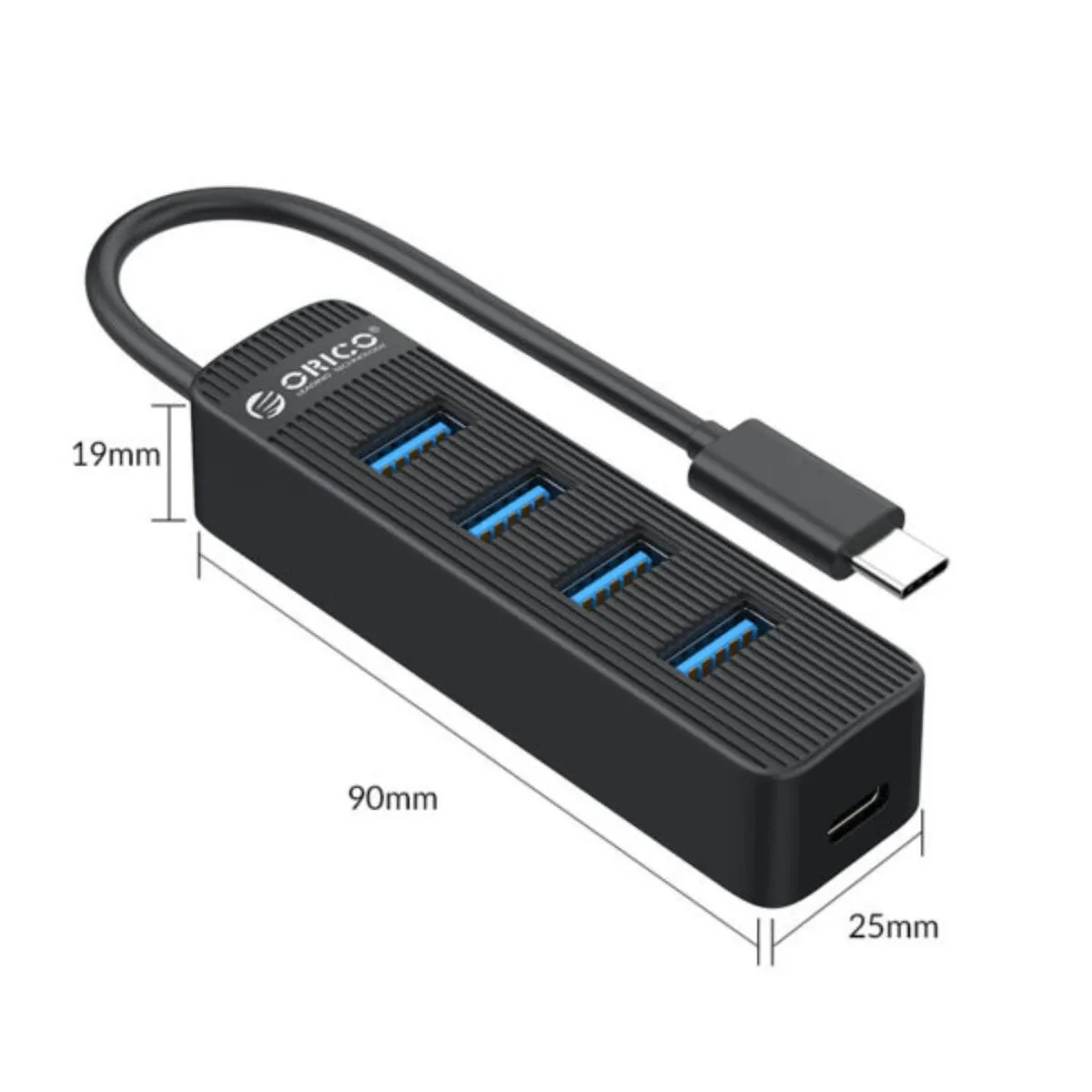 ORICO - Hub Orico Tipo C 4 Puertos con Entrada de Alimentacion Micro USB