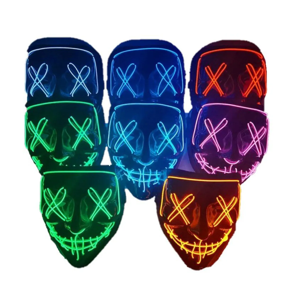 GENERICO - MASCARA  HALLOWEEN CON LED PURGA VARIOS COLORES