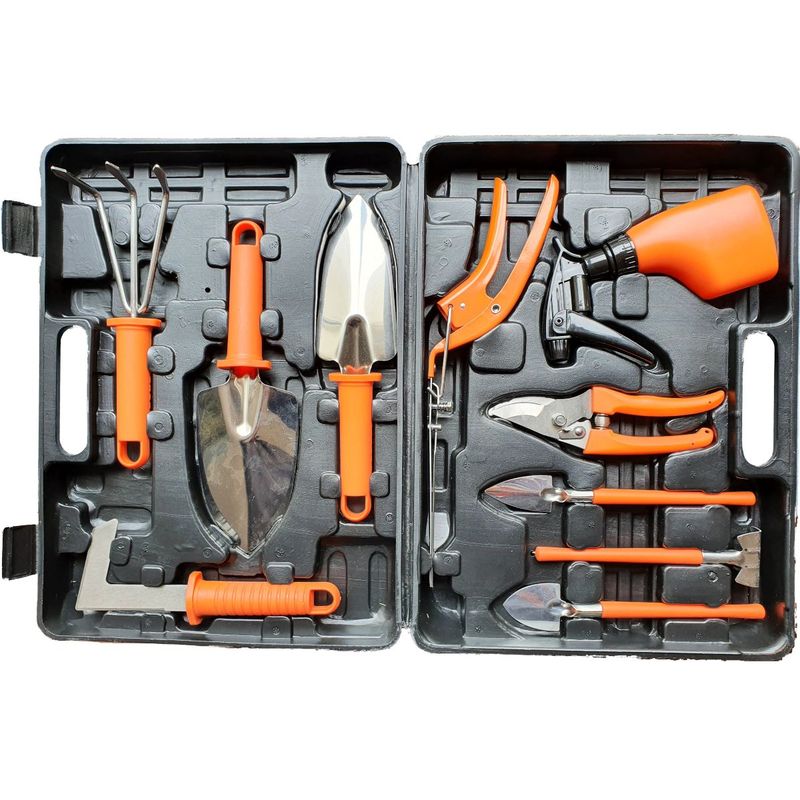 GENERICO - Set de Herramientas de Jardineria con maletin - Naranja