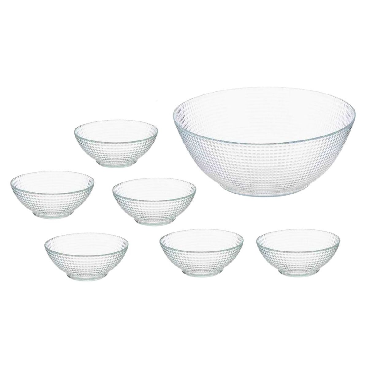 INSPIRA - Juego de 7 Dulceras de Vidrio Tazones Diseño Tallado