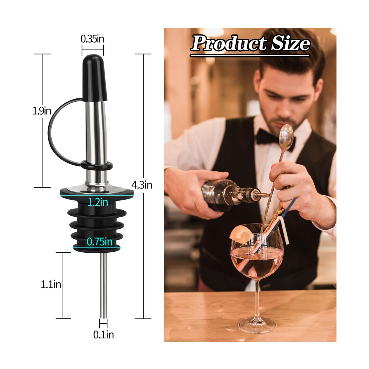 GENERICO - 3 und Vertedor Surtidor Dispensador Pico Botella Barman Cocina INOX