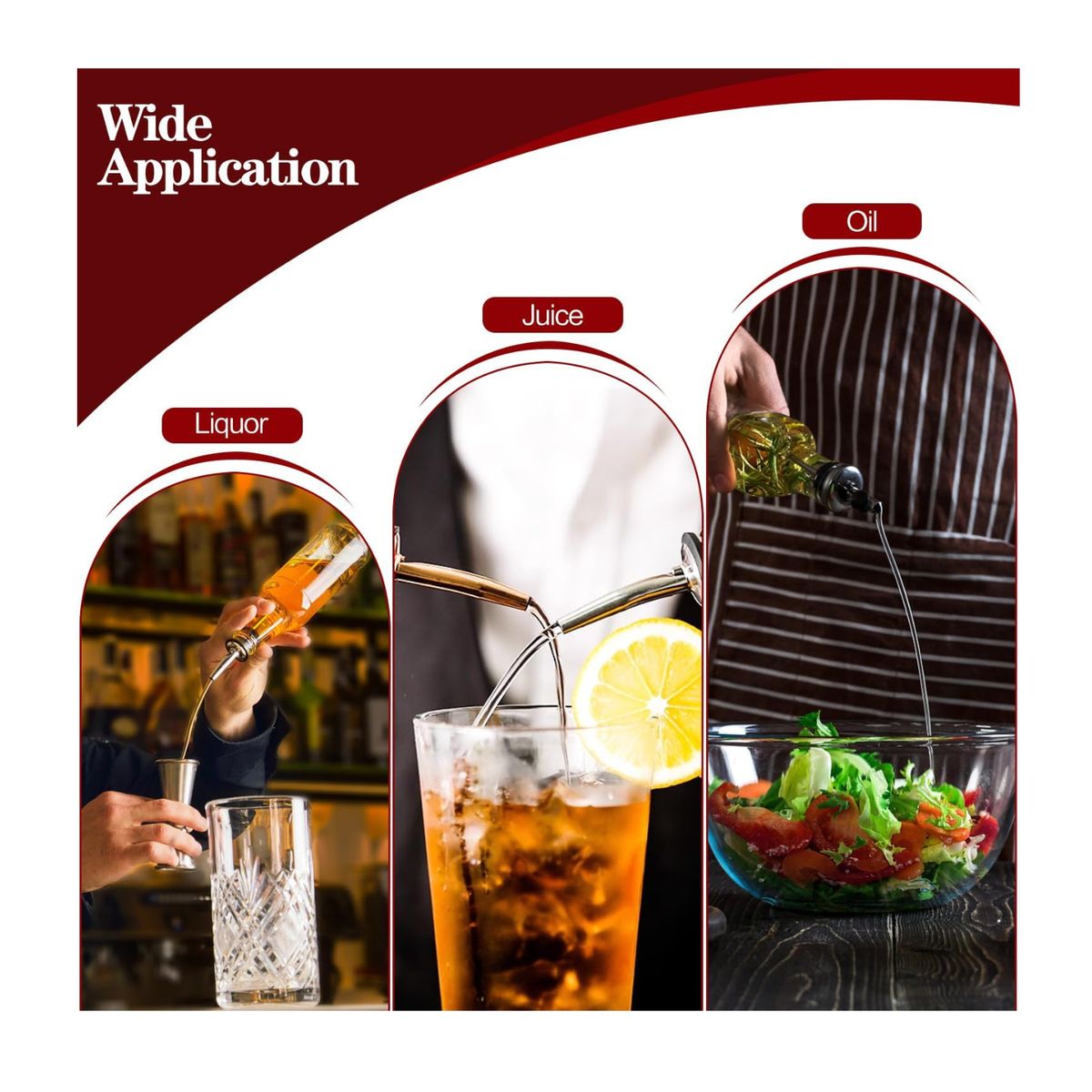 GENERICO - 3 und Vertedor Surtidor Dispensador Pico Botella Barman Cocina INOX