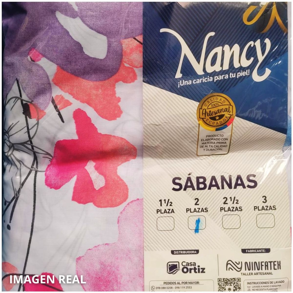 INSPIRA MARKET - Juego de sábanas ecuatorianas Sábanas Nancy 2 plazas