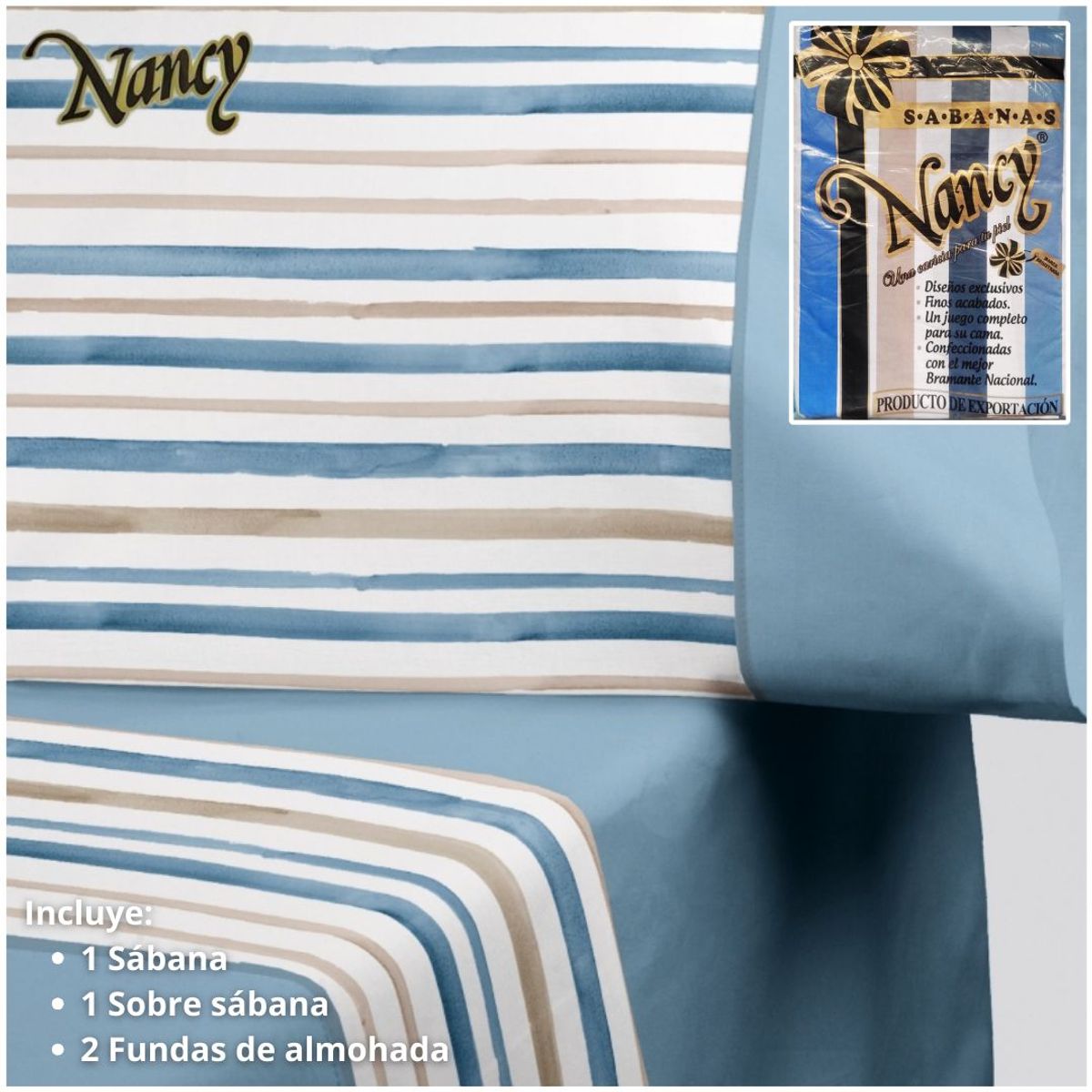 INSPIRA MARKET - Juego de sábanas ecuatorianas Sábanas Nancy 2 plazas