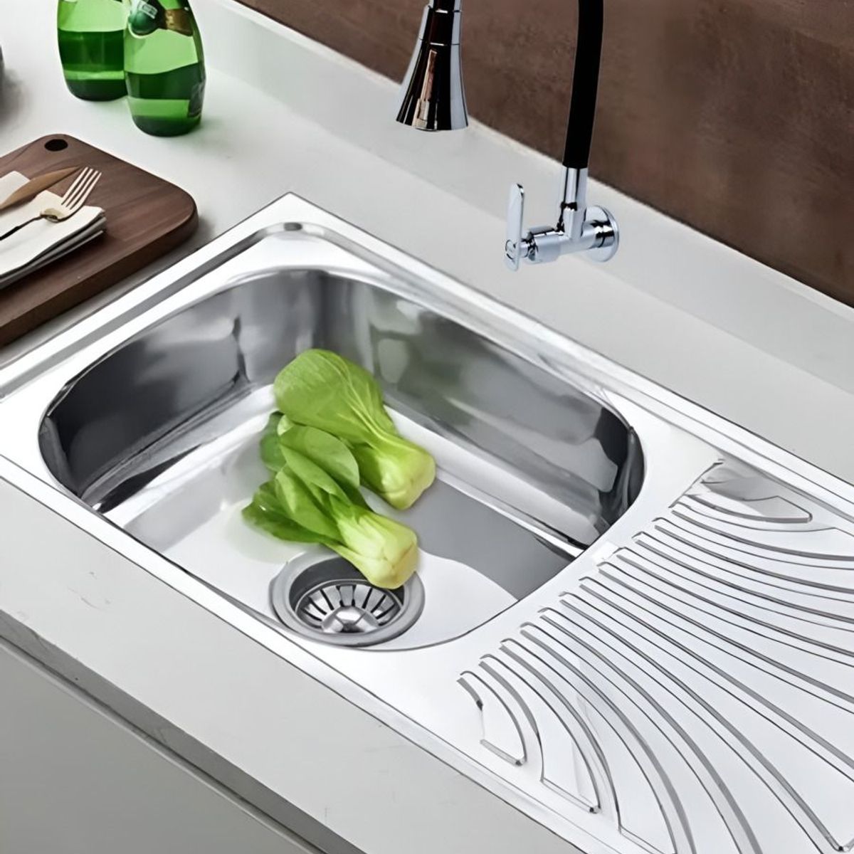 IMPORTADO MC - COMBO DE LAVADERO FREGADERO MODELO CHF ACERO MAS GRIFERIA AGUA FRIA