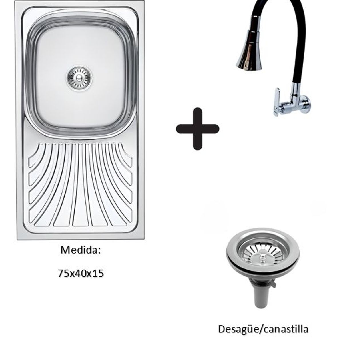 IMPORTADO MC - COMBO DE LAVADERO FREGADERO MODELO CHF ACERO MAS GRIFERIA AGUA FRIA