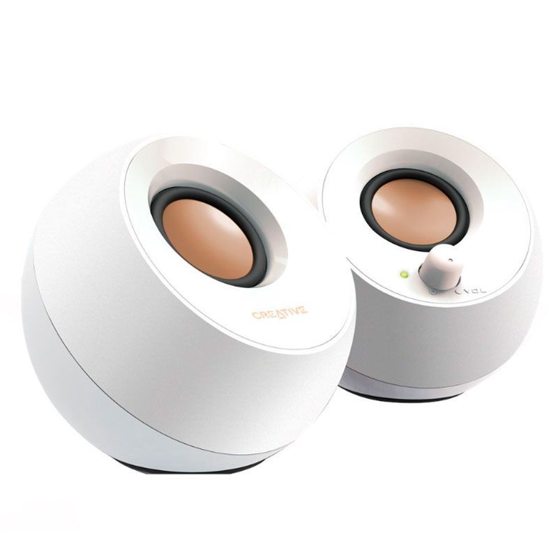CREATIVE - Parlante Creative Pebble 2.0 Blanco USB moderno de escritorio