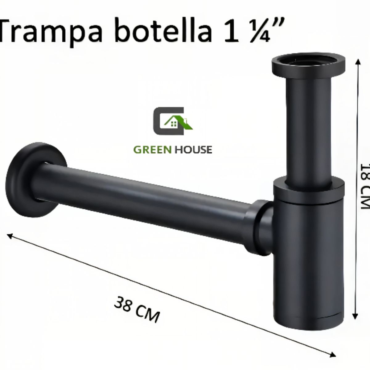 GREEN HOUSE - TRAMPA BOTELLA SIFON COLOR NEGRO ACERO