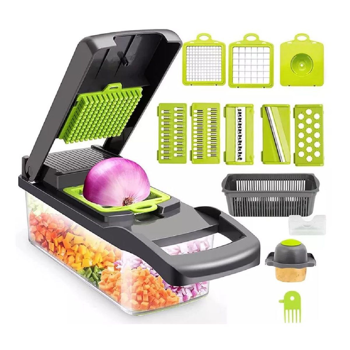 GENERICO - Multipicador Pica Todo Rayador de Verduras Con recipiente