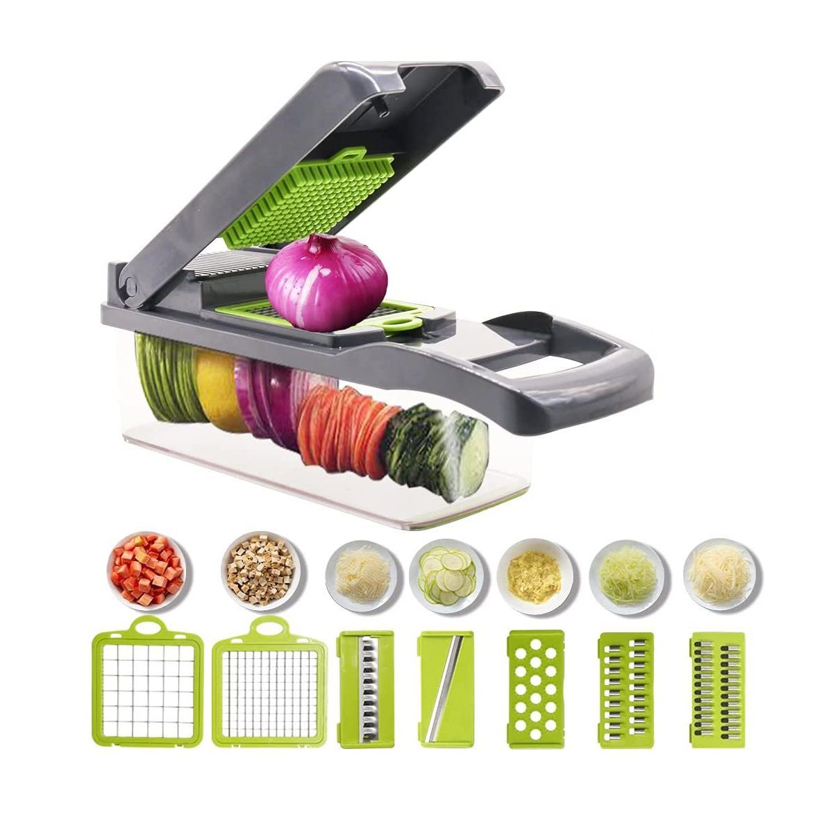 GENERICO - Multipicador Pica Todo Rayador de Verduras Con recipiente