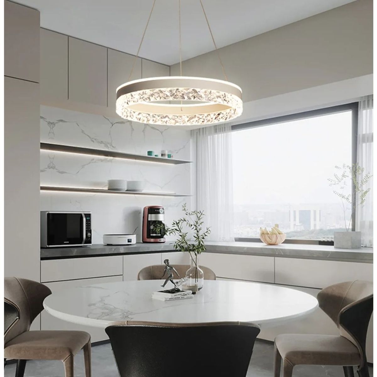 GENERICO - Lámpara de techo led aro blanco 3 luces