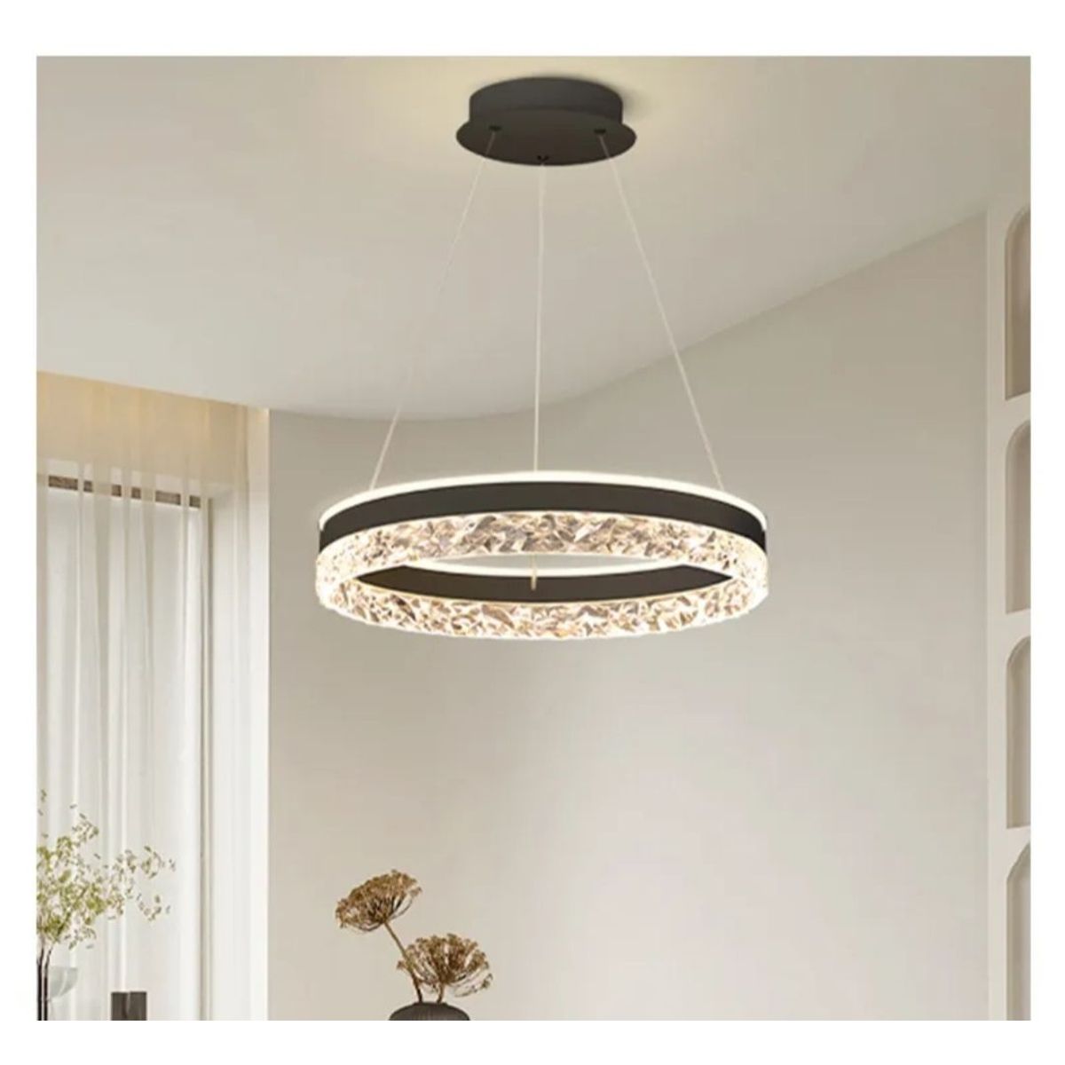 GENERICO - Lámpara de techo led aro 3 luces negro