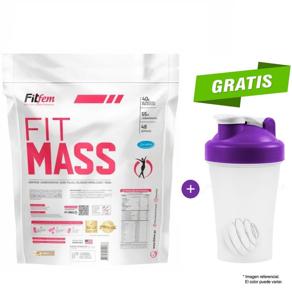 FITFEM - PROTEÍNA FITFEM FITMASS 5 KG CHOCOLATE + SHAKER MUJER