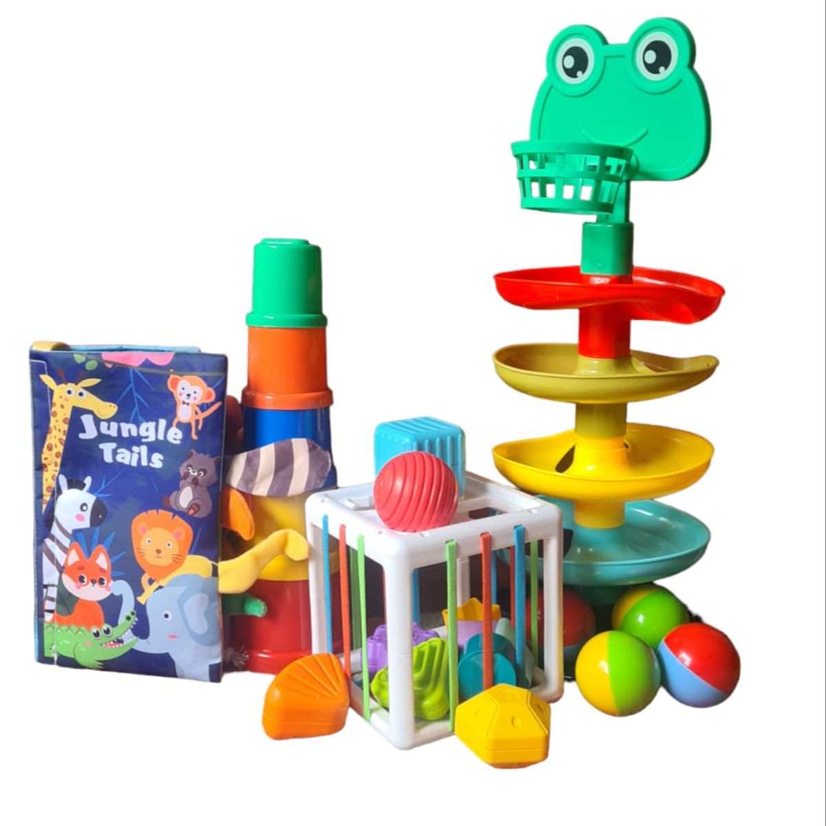 GENERICO - Kit de estimulación para bebes - 4 juegos didacticos